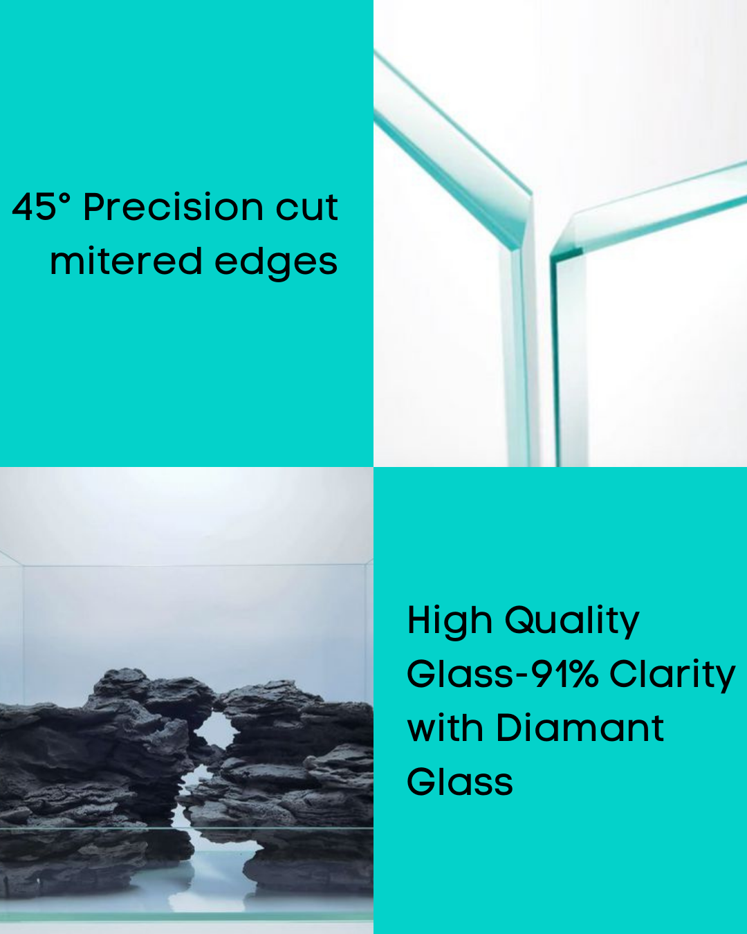 Shallow ZAS ultra-clear glass aquariums